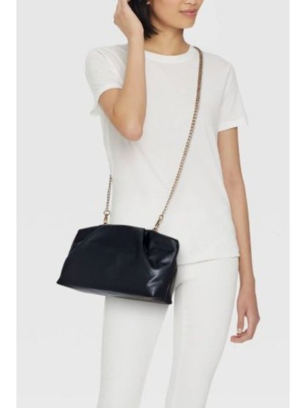 A New Day Black Faux Leather Crossbody Bag  Detachable Gold Chain New